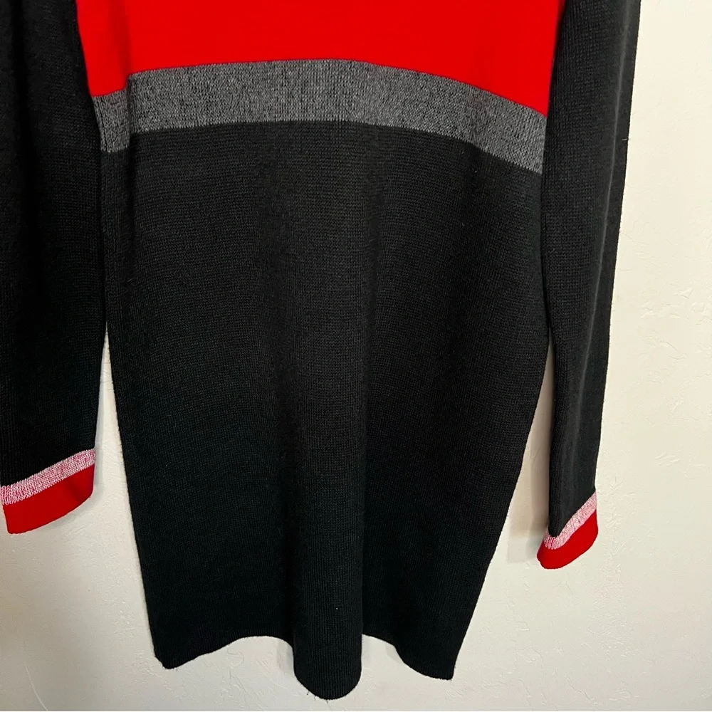 Free People Winter Break Black‎ Red Colorblock Ribbed Turtleneck Sweater Dress